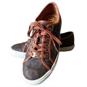 🖤 Michael Kors Brown Lace Up Shoes Sneakers Womens 7 Gold
